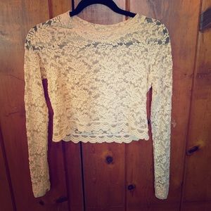 Show me your mumu lace small long sleeve crop top